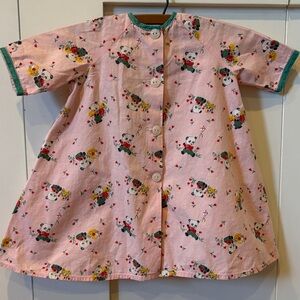 True Vintage Panda Print Button-Up Newborn Baby Gown Dress Valentine’s EVC